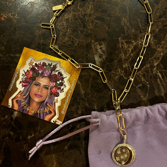 COPY - NEW Melinda Maria Moon Star Diamond Gold Necklace - Picture 6 of 6